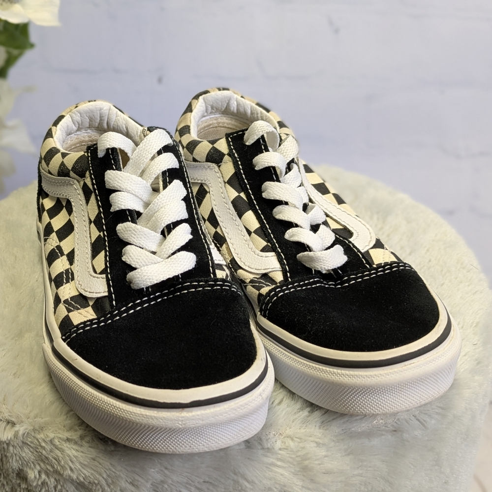 Vans Kids Checkerboard Black and White Sneakers